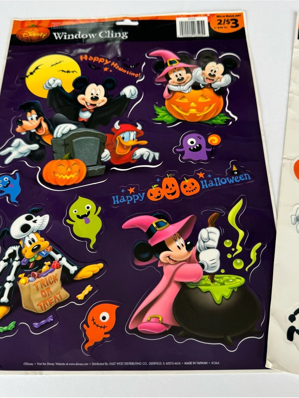 Vintage Disney Halloween Mickey Halloween Window Clings made in Taiwan